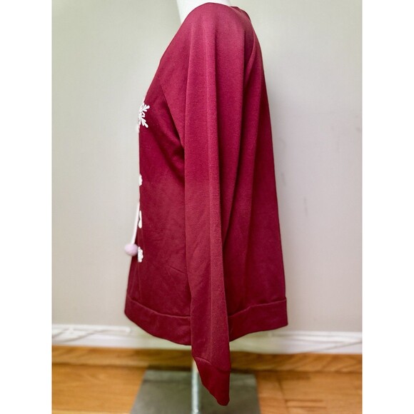 Rocking Around Women’s Snow Day Christmas Sweater Winter Knitted Red Maroon Sz M - Picture 3 of 10